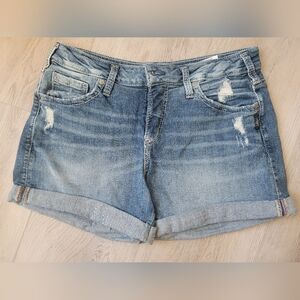 SILVER womens boyfriend shorts size 31